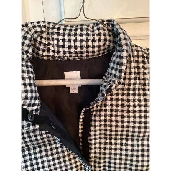 J. Jill Down Filled Puffer Vest Sz L Snap Closure Gingham Plaid - Picture 4 of 8